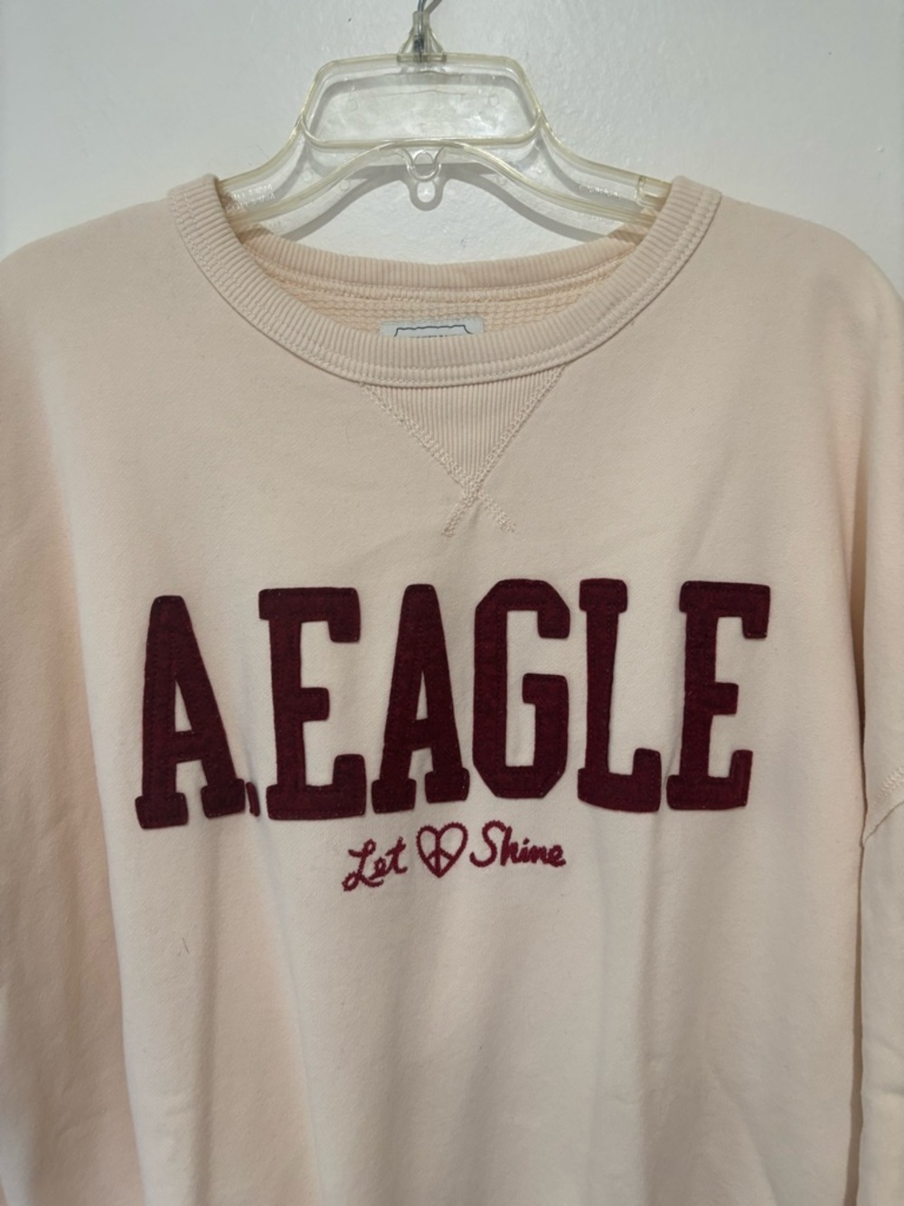 A.EAGLE Cream Sweatshirt with Burgundy Logo - Picture 2 of 5